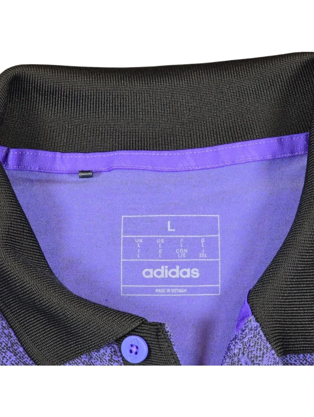 Adidas Go To Print Purple/Black Pattern Performance Golf Polo Shirt- Men's Sz L